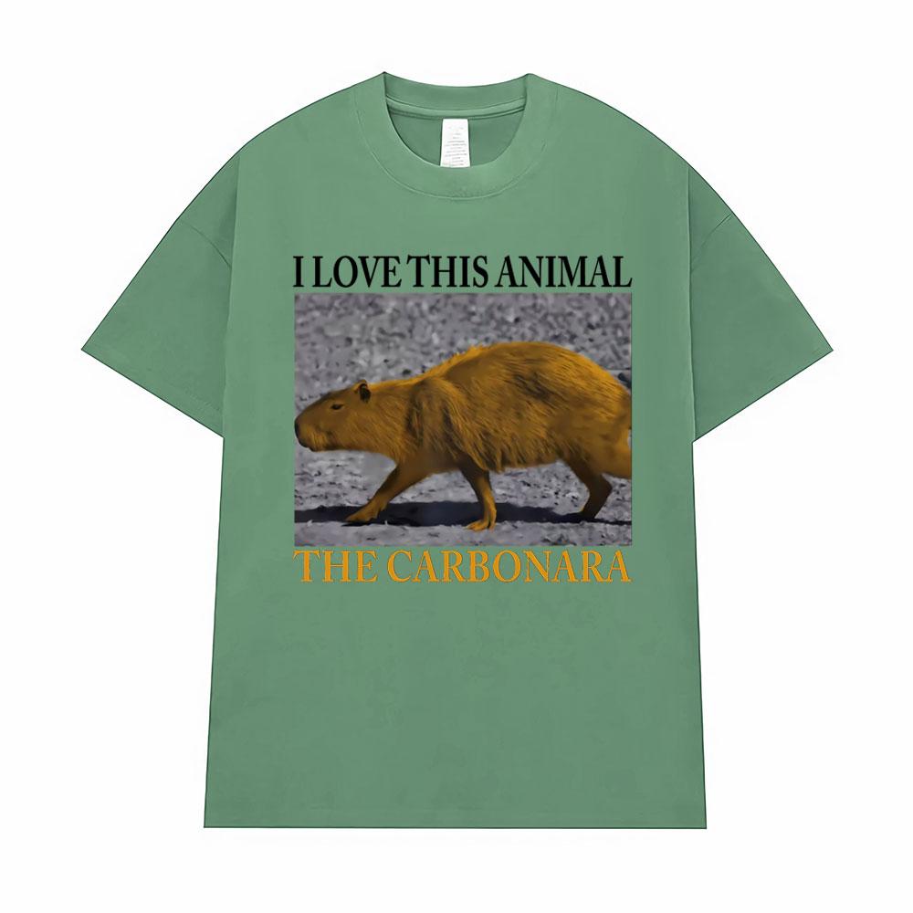 Funny Meme I Love This Animal The Carbonara Capybara Tshirt Men s Clothing Unisex Hot Sale High Quality T Shirts Fashion T-Shirt 4XL