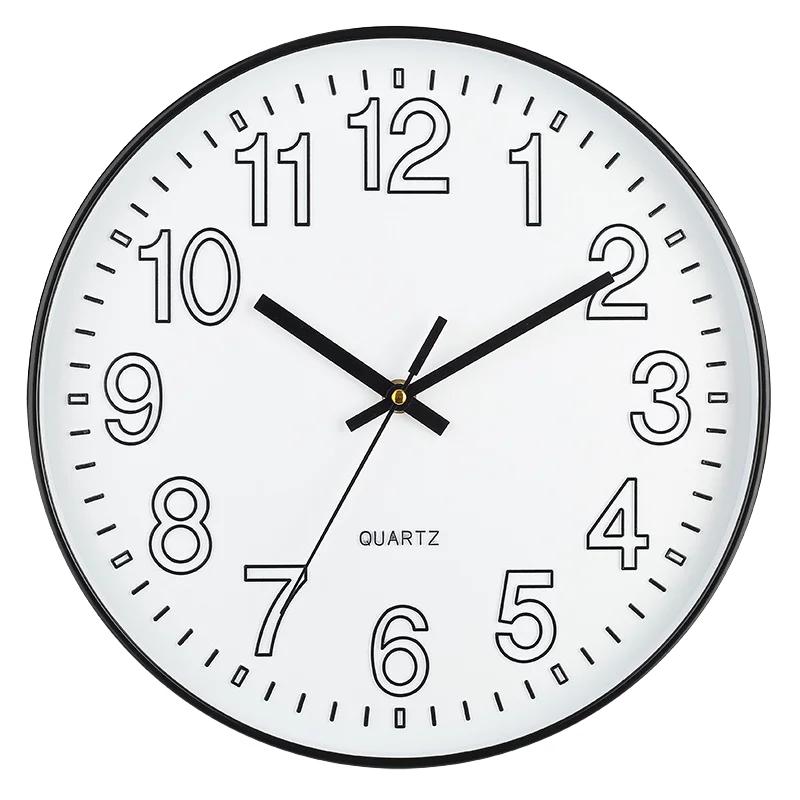 12 Inch Mute Room Wall Clock Mute Does Not Tick Round Three-dimensional Wall Hanging Clock for Study Bedroom Livingroom