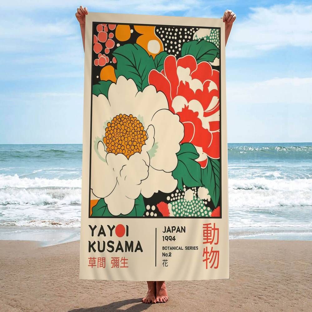 Y-Yayois K-Kusamas Art Exhibition Bath Towel Microfiber Soft Water Absorbing Breathable For Girl Kids Decorative Cartoon Beach Towel