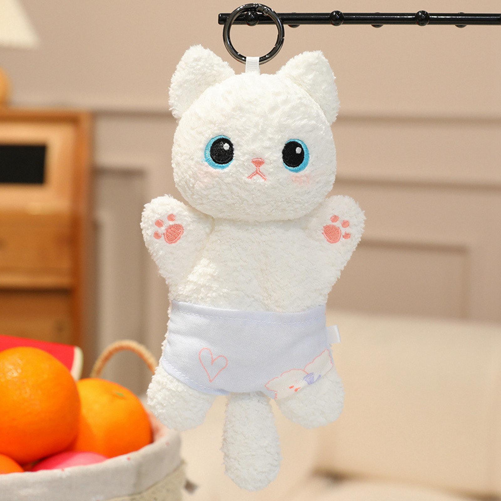 

Plush Cat Doll Soft Bean Bag Style Stuffed Toy with Cartoon Print and Hanging Loop for Home Office Decoration Gift One Size