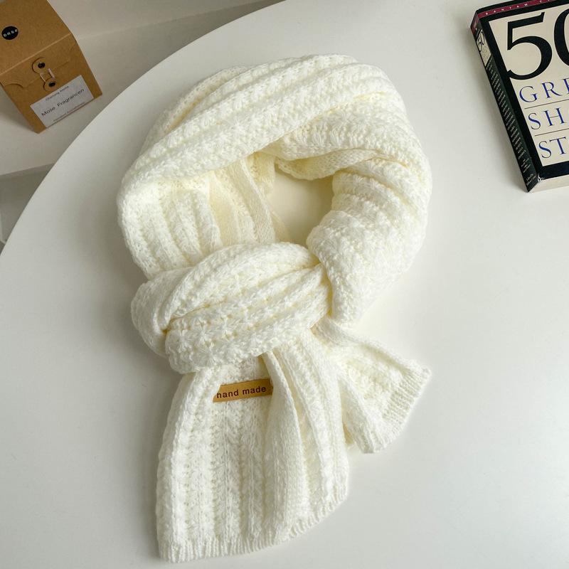 Caramel color coarse wool knitted scarf women's winter versatile simple couple male student warm thick scarf