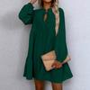 Women's Fall Long Sleeve Maxi Dress V Neck Hollow Out Eyelet A Line Long Casual Party Dresses