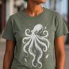 Vintage Oktopus T-Shirt, Distressed Kopffüßer Grafik-T-Shirt, Nautisches Meeresleben Shirt