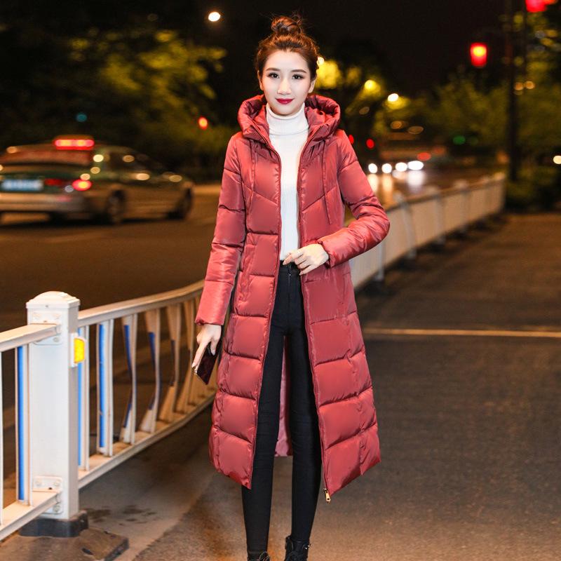 Down Cotton-padded Clothes Women's Long Plus-size Cotton-padded Clothes, New Women's Clothing, Thin Knee-padded Jackets
