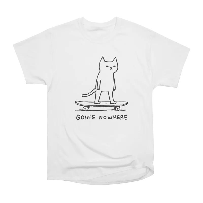 Men Casual Shirts Short Sleeves GOING NOWHERE Tees Oversized T-shirts S белый