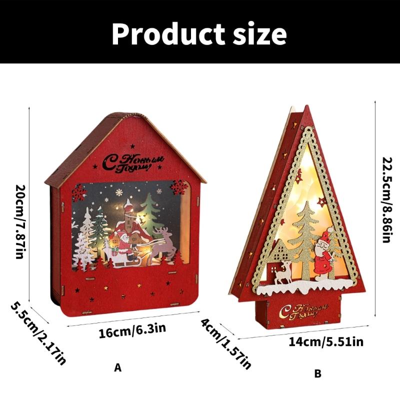 Christmas Cottage Decors Handcrafts LED Lighted Cabin House Festival Ornament for Home and Office Tabletop Display