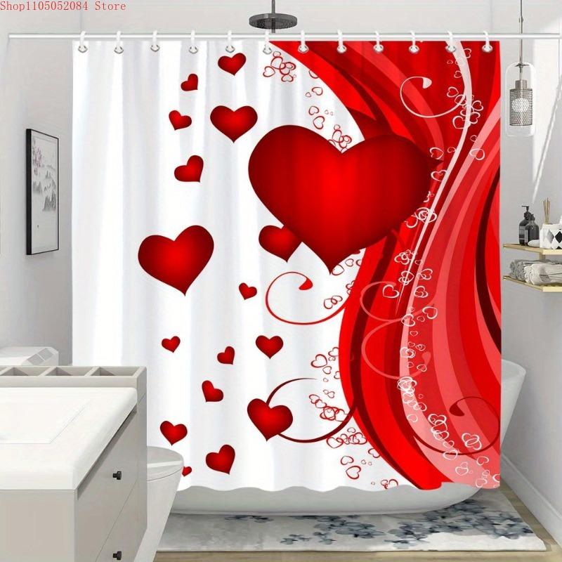 1ks sprchový závěs na Valentýna ve tvaru srdce - S háčky Voděodolný Odolný proti plísním Snadná instalace Omyvatelný