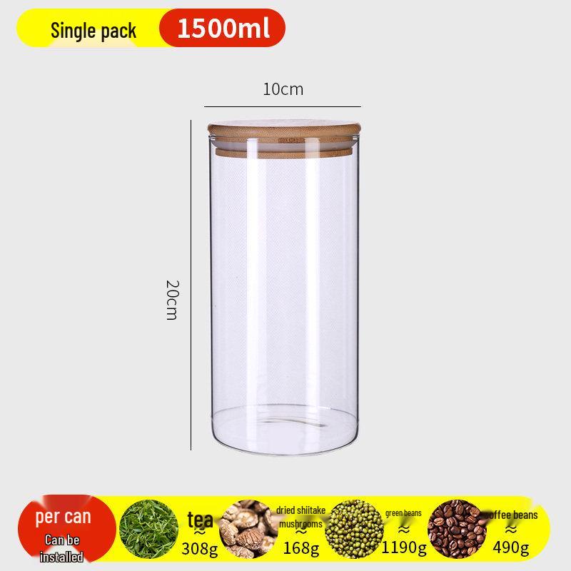 Food-Grade Borosilicate Glass Tea Canister for Coffee, Flower Tea, and Powder - Moisture-Proof Storage Jar