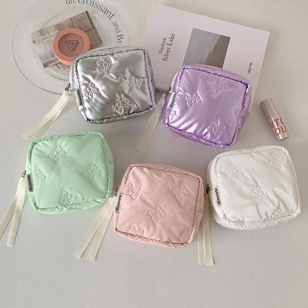 Chic Embossed Small Bow Makeup Bag & ID Wallet