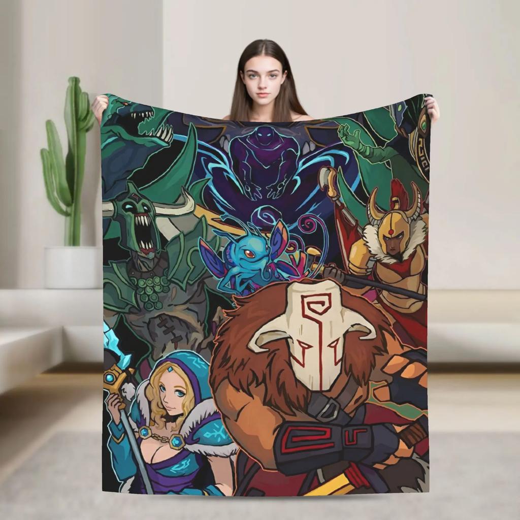 Dota Hero Collection Knitted Blanket Velvet Soft Warm Throw for Bedding Sofa Cartoon Game Theme Quilt Breathable and Cozy