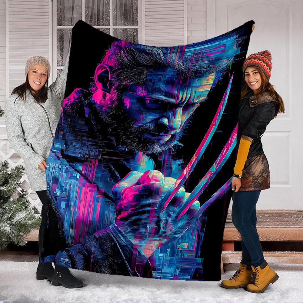 1pc Wolverine Outdoor Flannel Blanket Gift For Boys Girls Adults, Family Friends