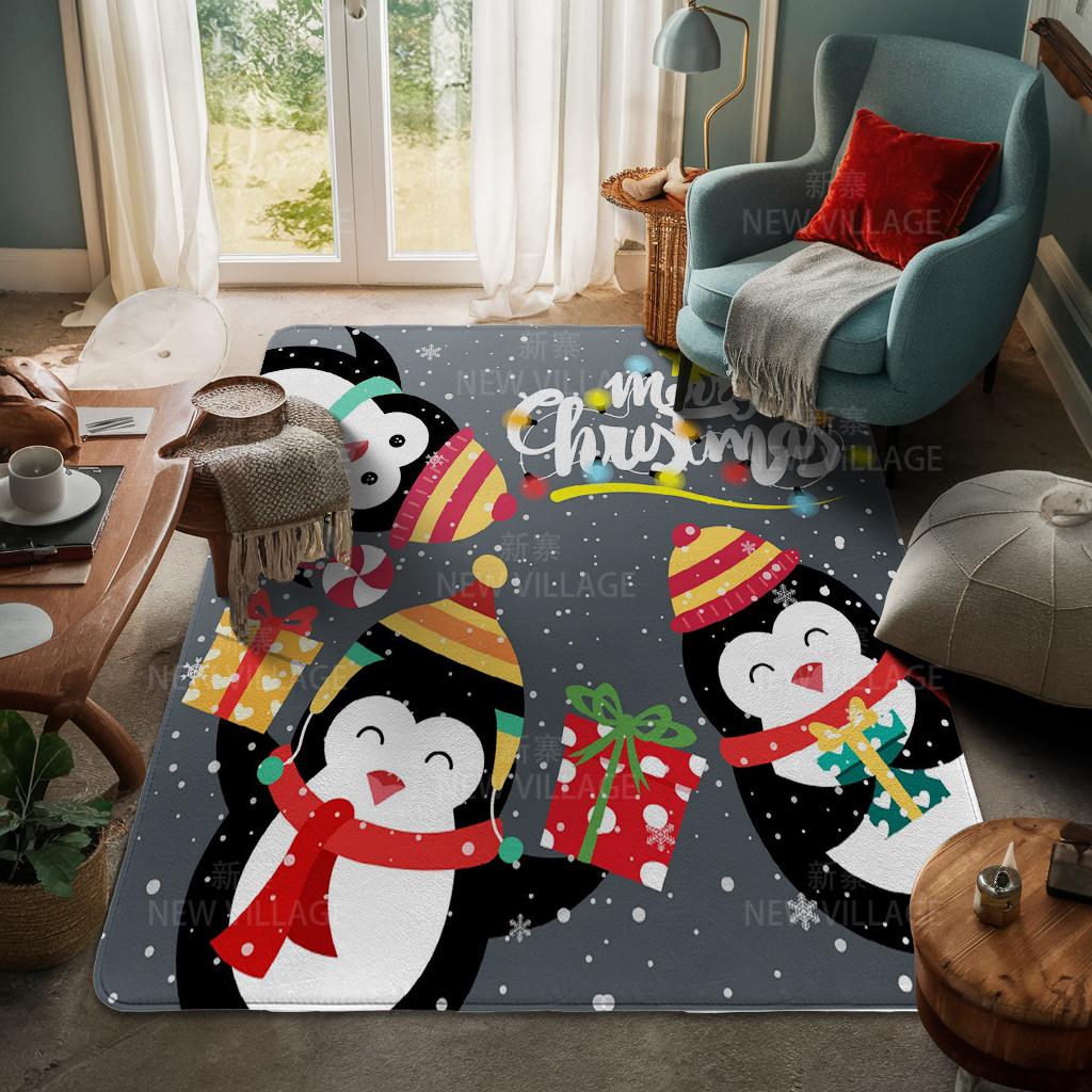 House Entrance Carpet Home Door Mat Living Room Bath Foot Bathroom Non-slip Water Absorption Rugs Bath Merry Christmas Winter