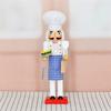 Nutcrackers Soldier Christmas Decoration Wooden Chefs Figure with Blue Checkered Apron Festives Home Ornament