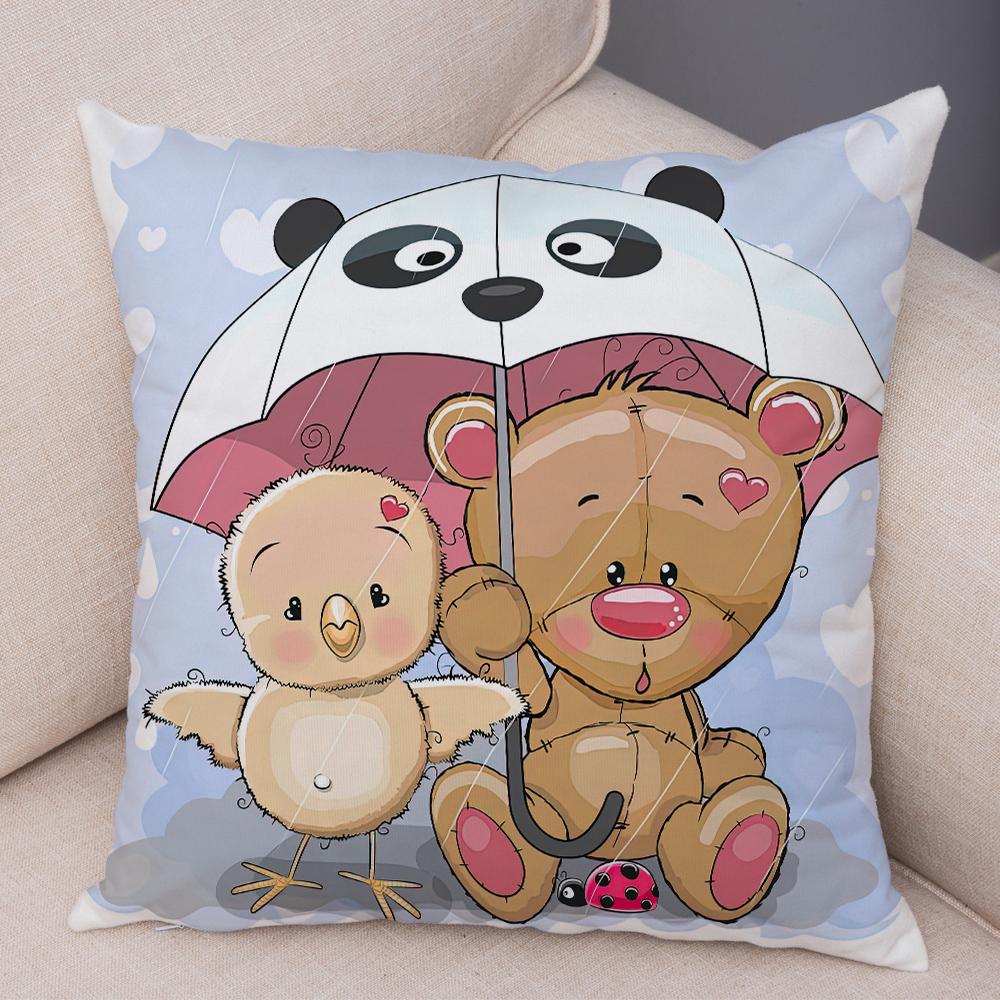 Cartoon Monkey Flower Butterfly Print Cushion Cover Double Sided Printed Kids Room Decor Pillow Case 40x40cm