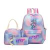 Demon Hunters Three-Piece Children'S School Bag Large Capacity 3D Digital Color Printing Kindergarten School Bag Meal Bag Pencil Bag