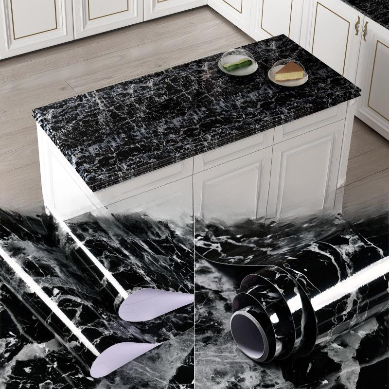 Marble Kitchen Oil-Proof Film Stove Waterproof Moisture-Proof Self-Adhesive Wallpaper Countertop Cabinet Renovation Tile Sticker