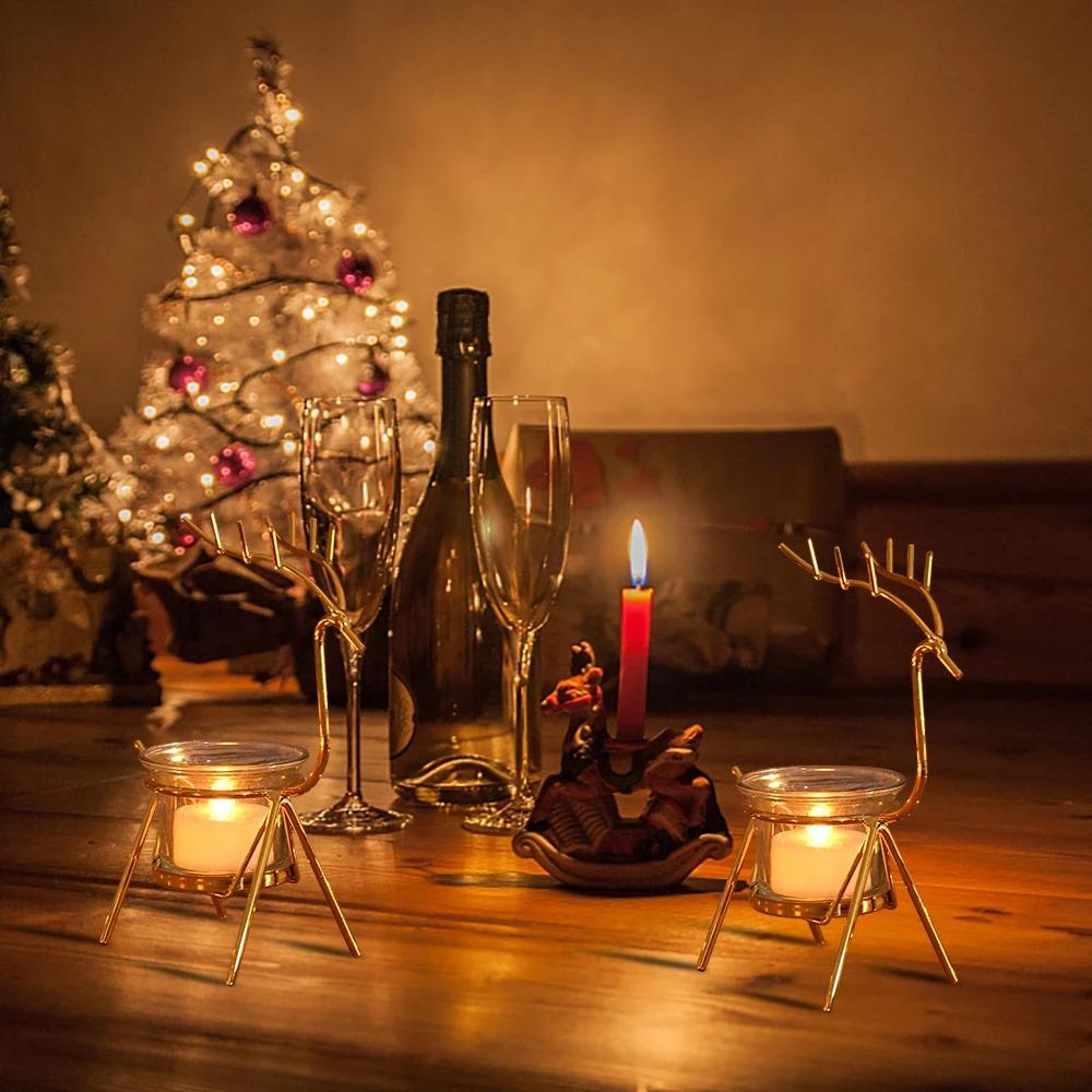 Rentier Kerzenständer Teelicht Hirsch Metall Eisen Kerzenhalter für Party Hochzeit Zuhause Kaffeetisch Deko Neujahr Noel Geschenk