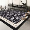 Modern Floral Carpet Mat Rug Black White Vine Pattern with Geometric Border Soft Floor Mat for Living Room Home Decoration