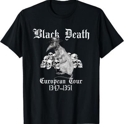 Schwarzer Tod Grafik Gothic Bekleidung Geschichte Europatour Unisex-Erwachsene T-Shirt