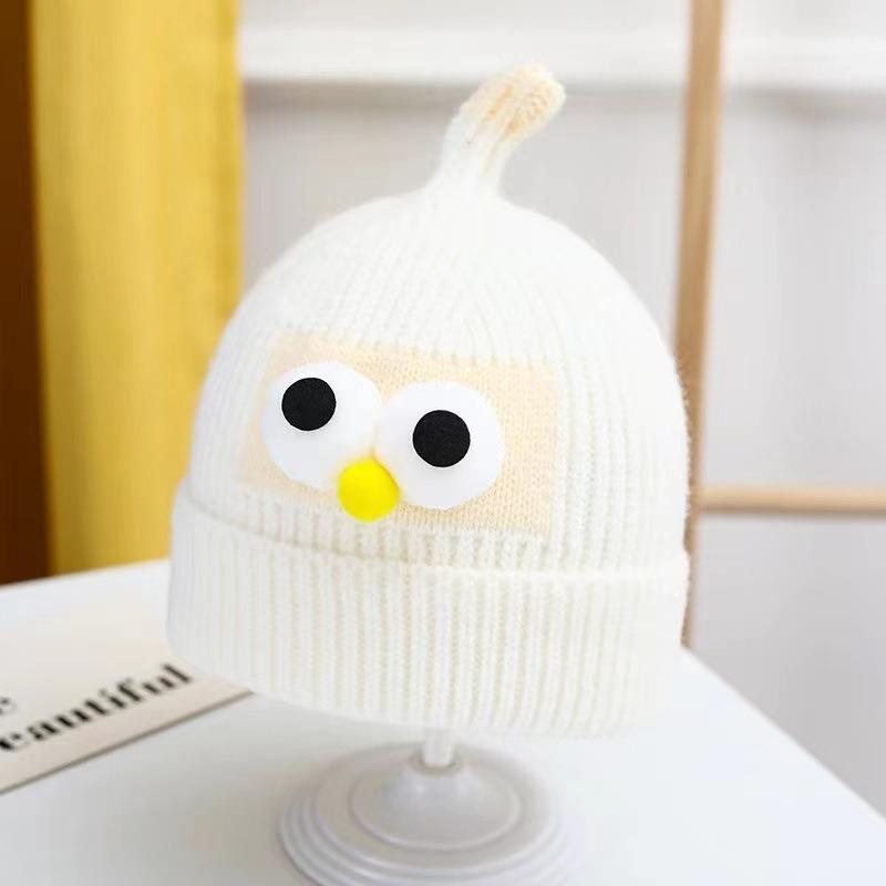 Baby Hat Cute Bear Knitted Ear Hat Children's Winter Thickened Warm Wool Hat Infant Hat