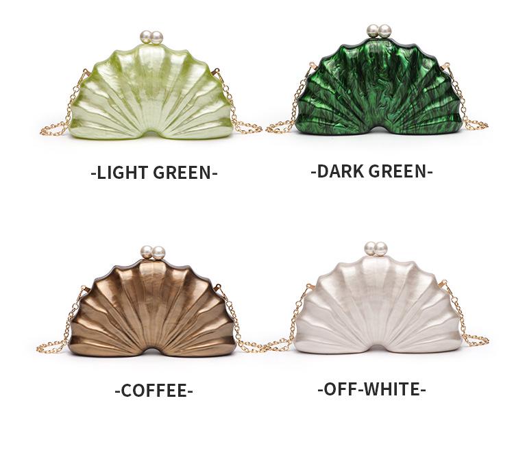 Women's Stylish One-Shoulder Crossbody Bag: Irregular Shell Acrylic Clutch for Weddings & Banquets