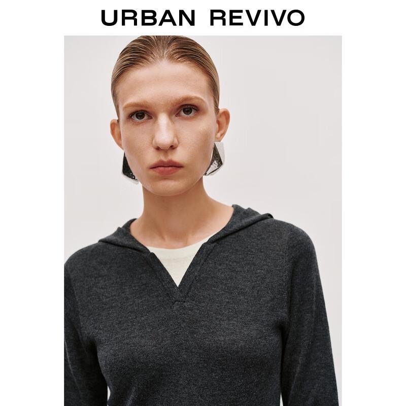 UR Women's Colorblock Faux Two-Piece Hooded Knit Sweater