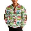 Mens Christmas Zip Up Sweatshirts Xmas Stand Collar Pullover Tops