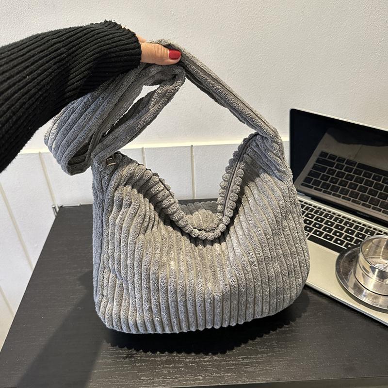 Winter Tote Bag for Women Large Capacity Handbags Casual Shoulder Bags Trend Female Corduroy Shopper Crossbody Bag