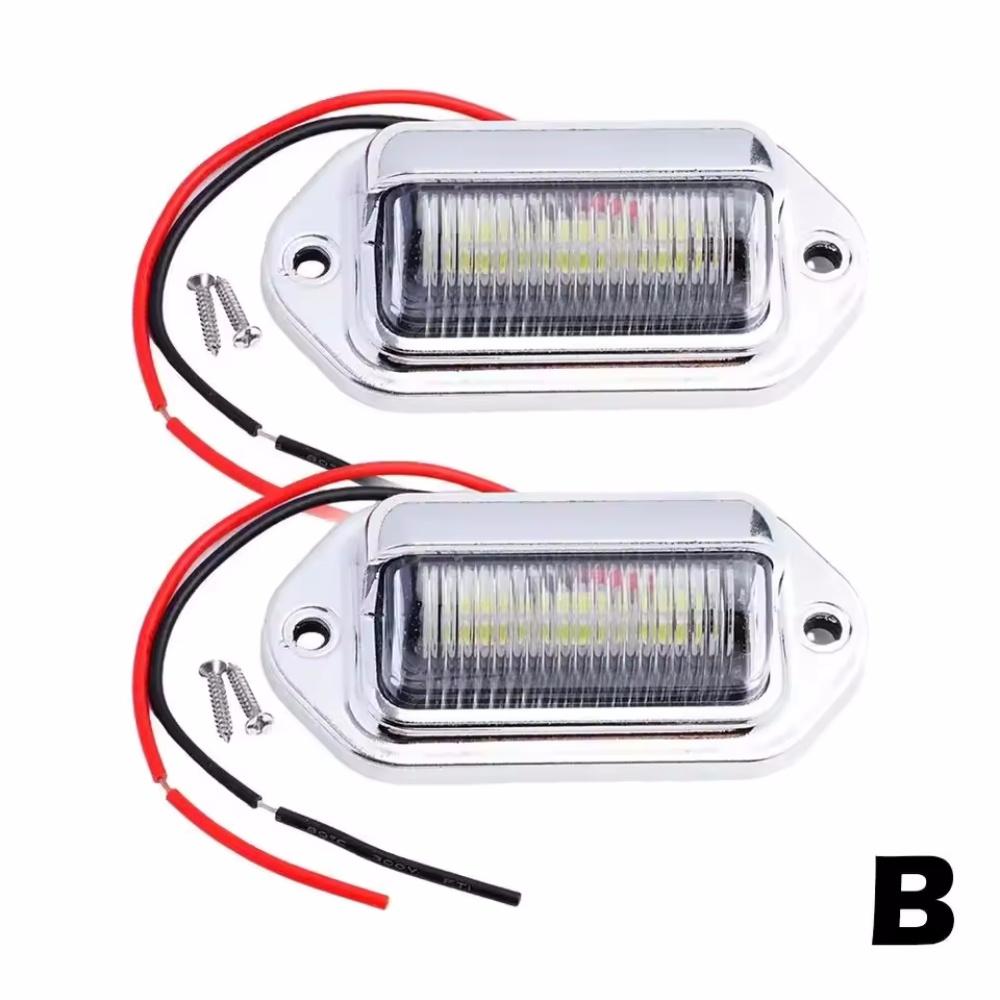 2PCS 6 LED Car License Number Plate Light For SUV Truck Trailer Van Tag Step Lamp White Bulbs Car Products License Plate Lights