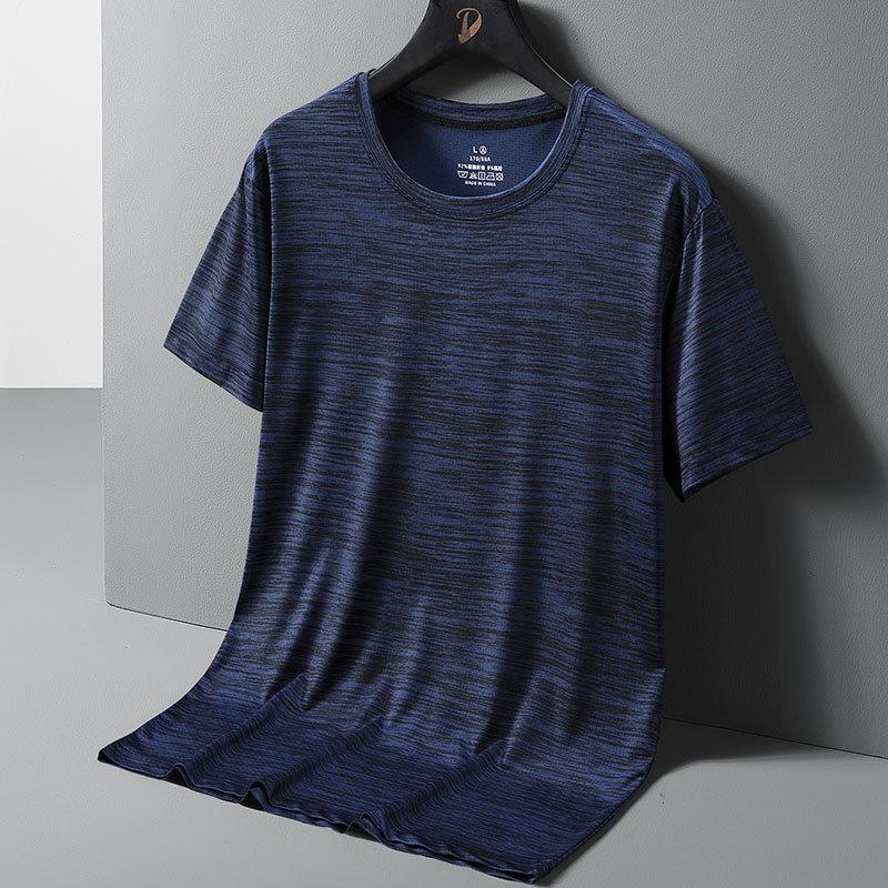 Men's Plus Size Quick-Dry Bamboo T-shirt, M-8XL, Summer 2025, Round Neck, Ice Silk, Short Sleeve