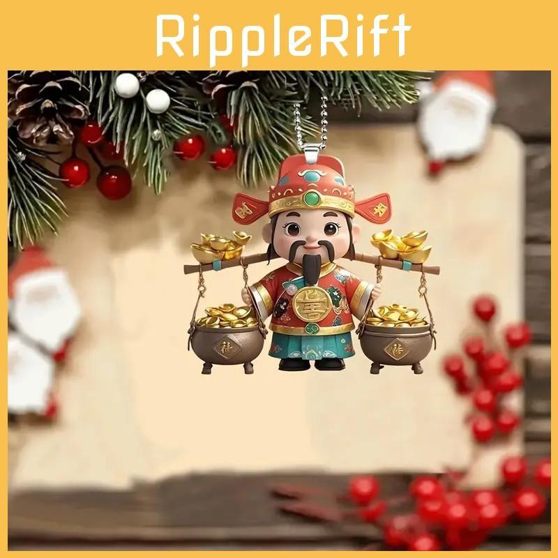 Car Interior Acrylic Pendant With Cartoon God Of Wealth Design For Decor Home