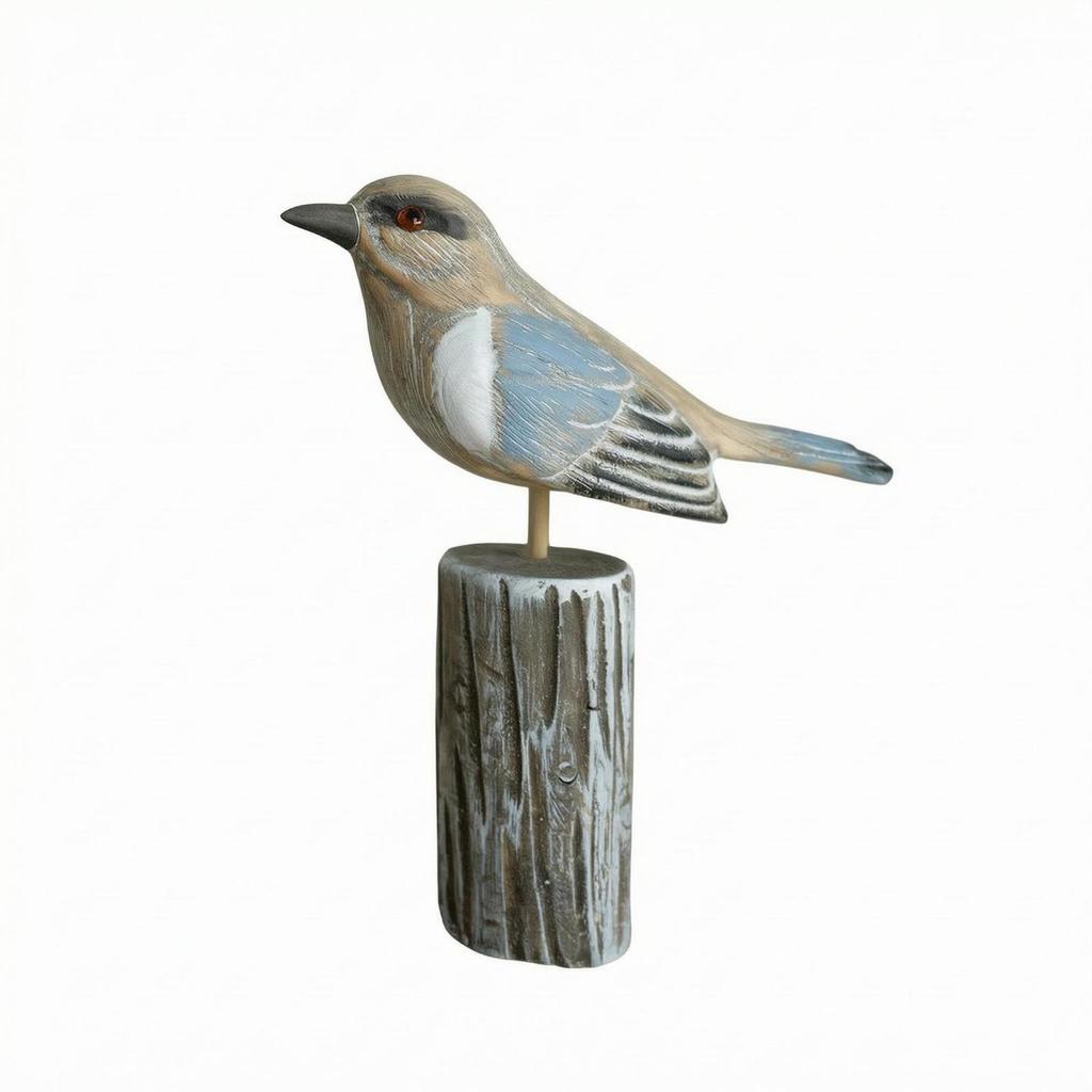 Wooden Bird Ornament Weathered Finish Tabletop Decor Seabird Desktop