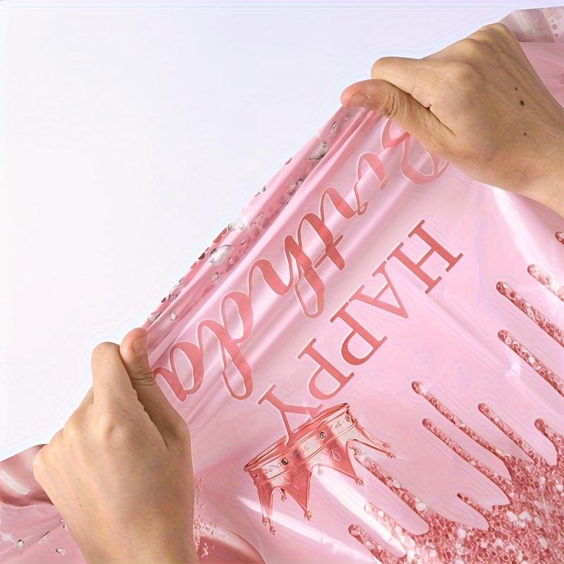 1pc, Pink Plastic Tablecloth, Happy Birthday Party Disposable Tablecloth, Sparkling Diamond Pattern Tablecloth, Women'S Birthday Party Decoration