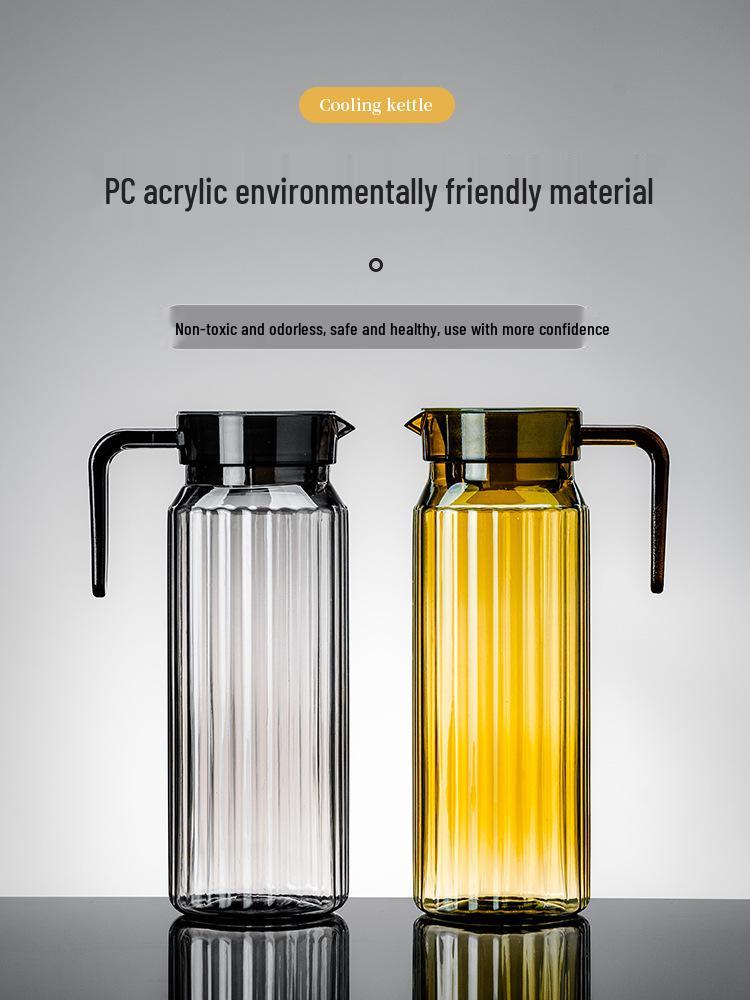 Commercial Cold Water Striped Acrylic Pitcher - Durable and Drop-Proof for Juice, Tea, Water, or Lemonade.
