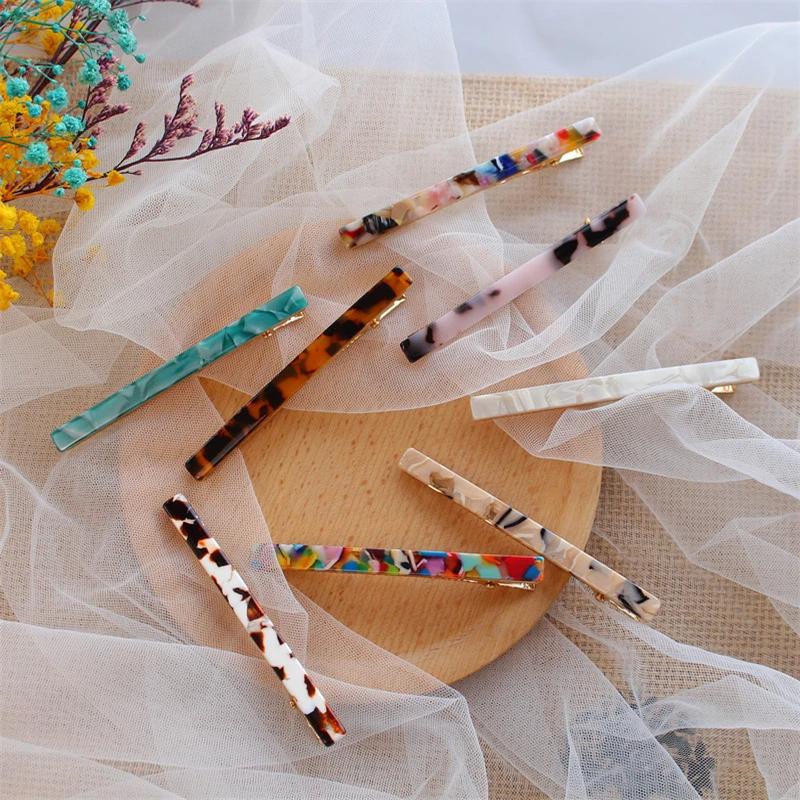 Süße Acetat Haarspangen Lange Haarspangen Bunt Schildpatt Geometrisch Seitliche Spangen Damen Haarschmuck