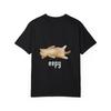 White T Shirt with Cat Lying Down and Eepy Text Print Casual Wear for Men and Women
