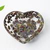 Piatto a Cuore in Resina con Riempimento di Cristallo Naturale per Arredamento Casa e Regalo