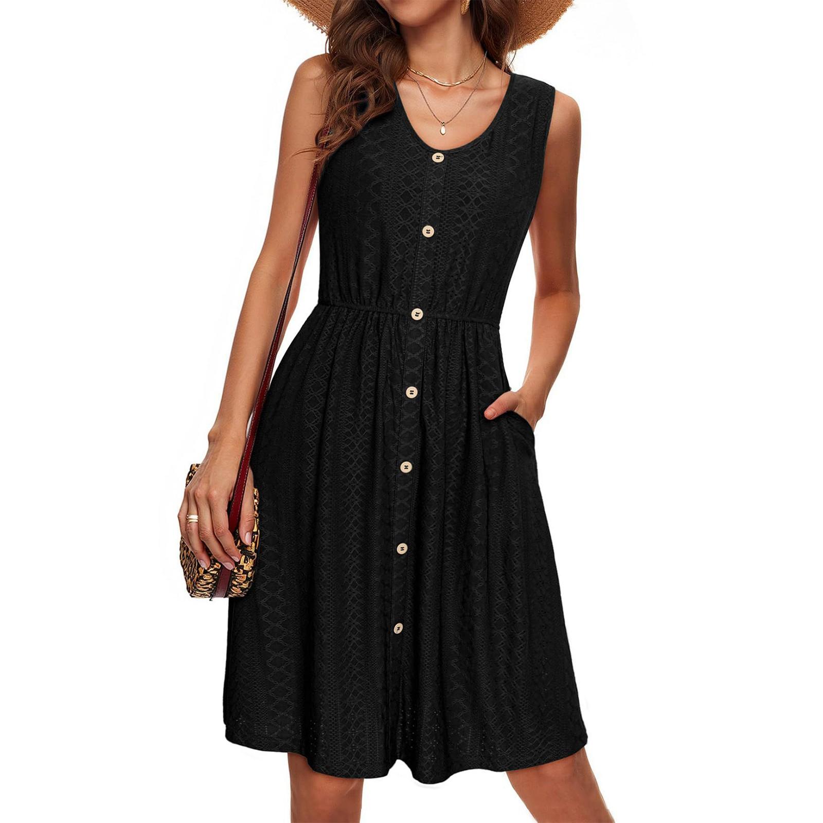 

Женское модное повседневное платье без рукавов с жилетом, однотонное платье S чёрный