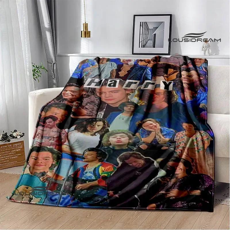 Sänger H-Harry-Styles bedruckte Decke Picknickdecken Flansch warme Decke Weiche und bequeme Decke Bettwäsche Geburtstagsgeschenk