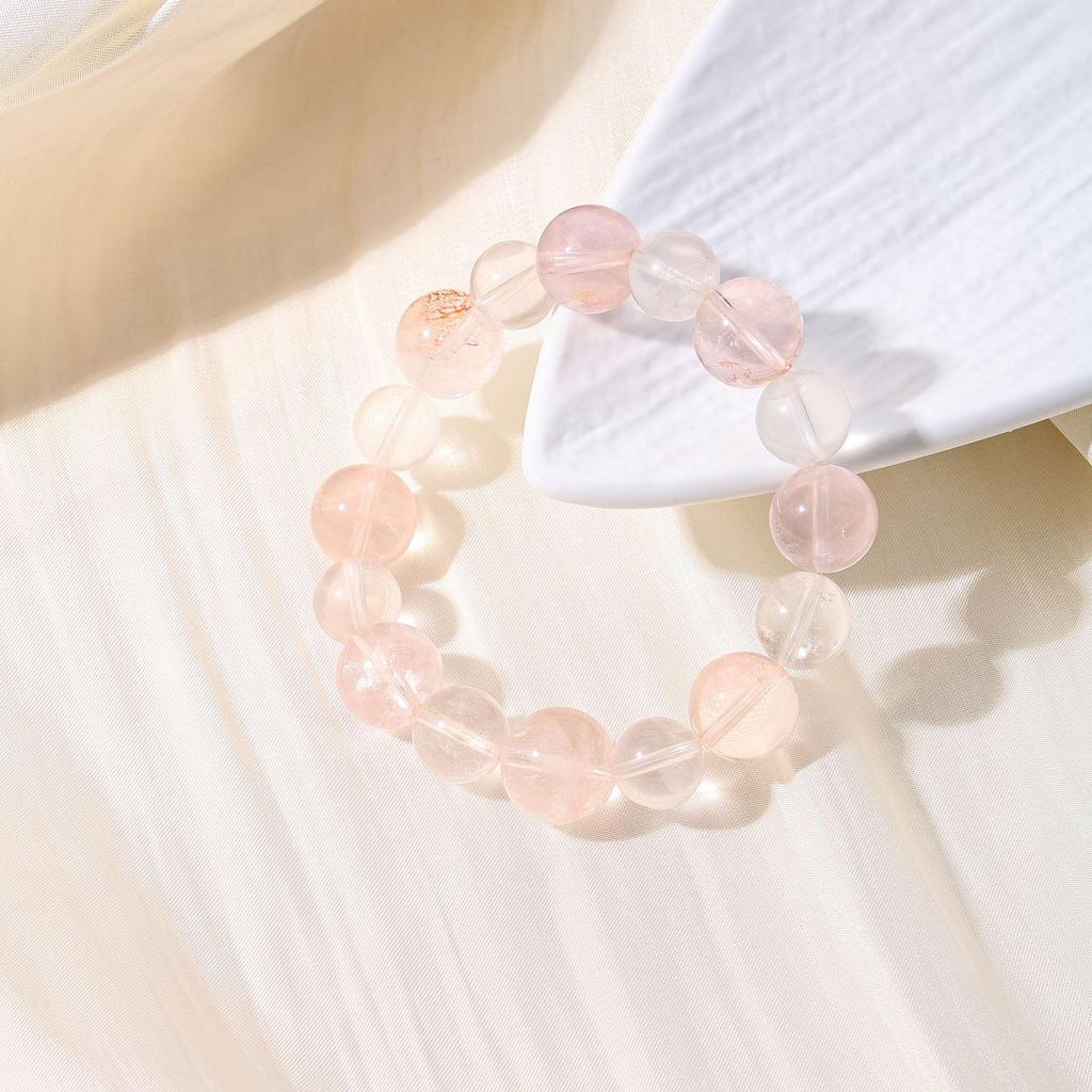 Rose Quartz & Morganite Bracelet - Ice Orange Pink, Original Design, Light Luxury, Sweet Style, Beaded Bestseller.