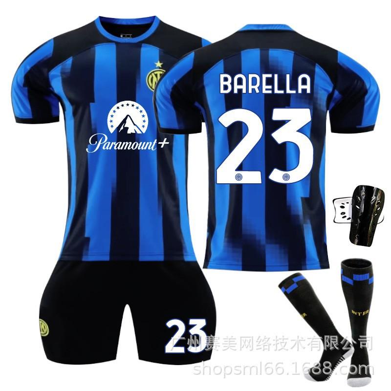 2324 Inter Mailand Heim Nr.. 90 Lukaku 10 Lautaro 23 Barrera Fußballtrikot Set