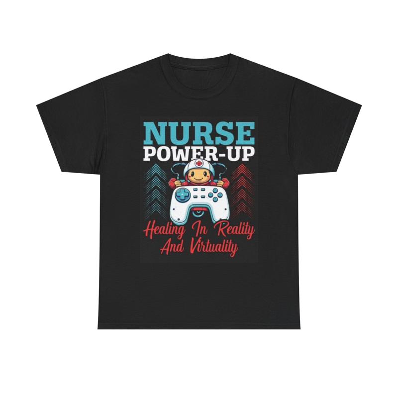 Nurse Power Up T Shirt Funny Cna Hospital Gamer Heavy Cotton