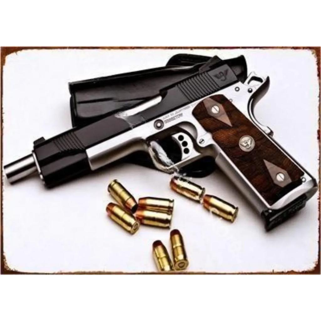 Vintage Neue Pistole HD Zinn Malerei Metall Zeichen Poster Nach Hause Wohnzimmer Bar Club Party Mann Höhle Kunst Wand Dekoration