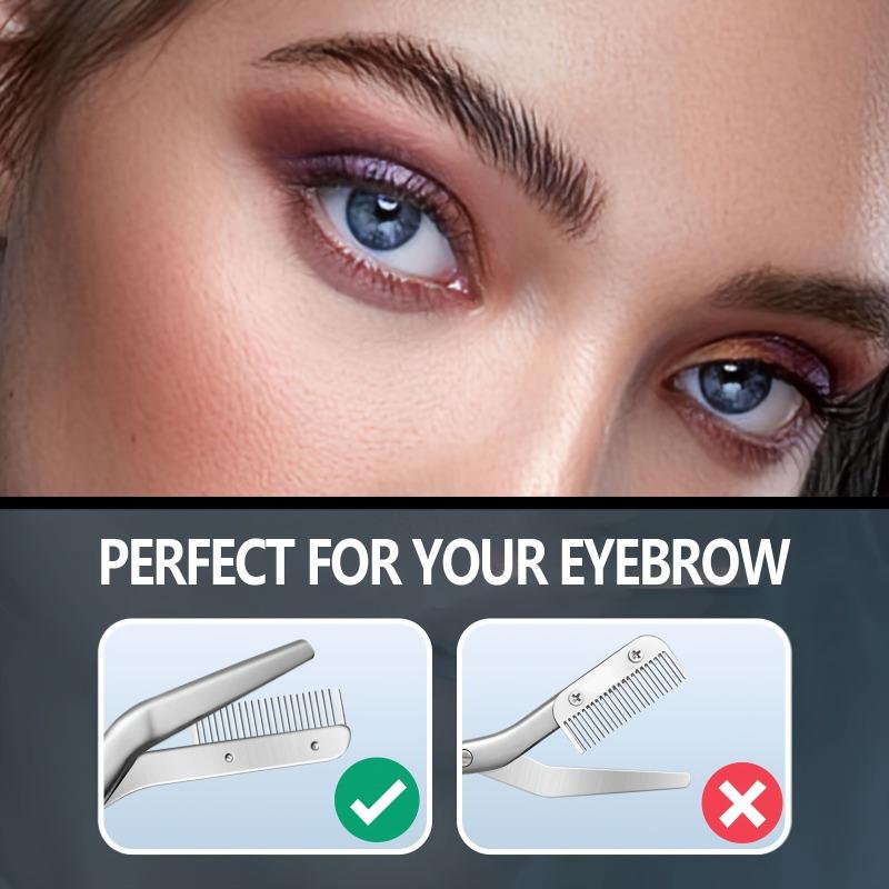 Professionele Roestvrijstalen Wenkbrauwschaar met Kam - Hypoallergeen Ergonomisch Tweehandig Ontwerp voor Precieze Vormgeving, Wenkbrauwschaar