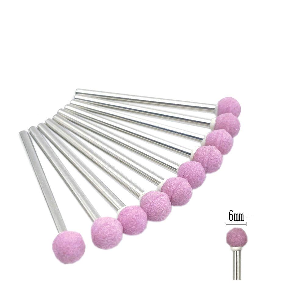 

10 шт./компл., шлифовальная машинка для камня, полировальные боры с хвостовиком 2,35 мм для контурной обработки фарфоровых ногтей, вращающийся полировщик камня, аксессуары для ногтей, фрезерные инструменты D6-Pink