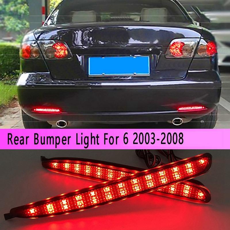 Precise 1Pair Rear Bumper Light Smoked Lens LED Rear Bumper Reflector Tail Brake Stop Light For Mazda 6 2003-2008