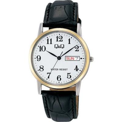 A206-504 גברים ( צפו ב-Q&Q Day-Date) שעון עגול שחור אנלוגי