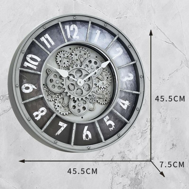 Retro Industrial Wall Clock Gears Wall Watch Minimalist Aesthetic Large Mechanic Clock Silent Luxury Elegant Living Room Watches