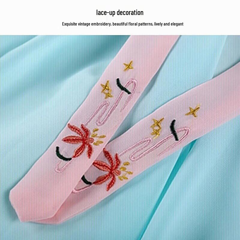Girls' Embroidered Hanfu Summer Dress