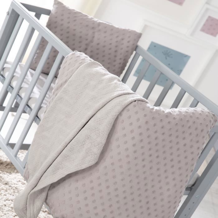 Roba coffret bébé bio "lil planet" - linge de lit + drap housse + couverture - gris argenté